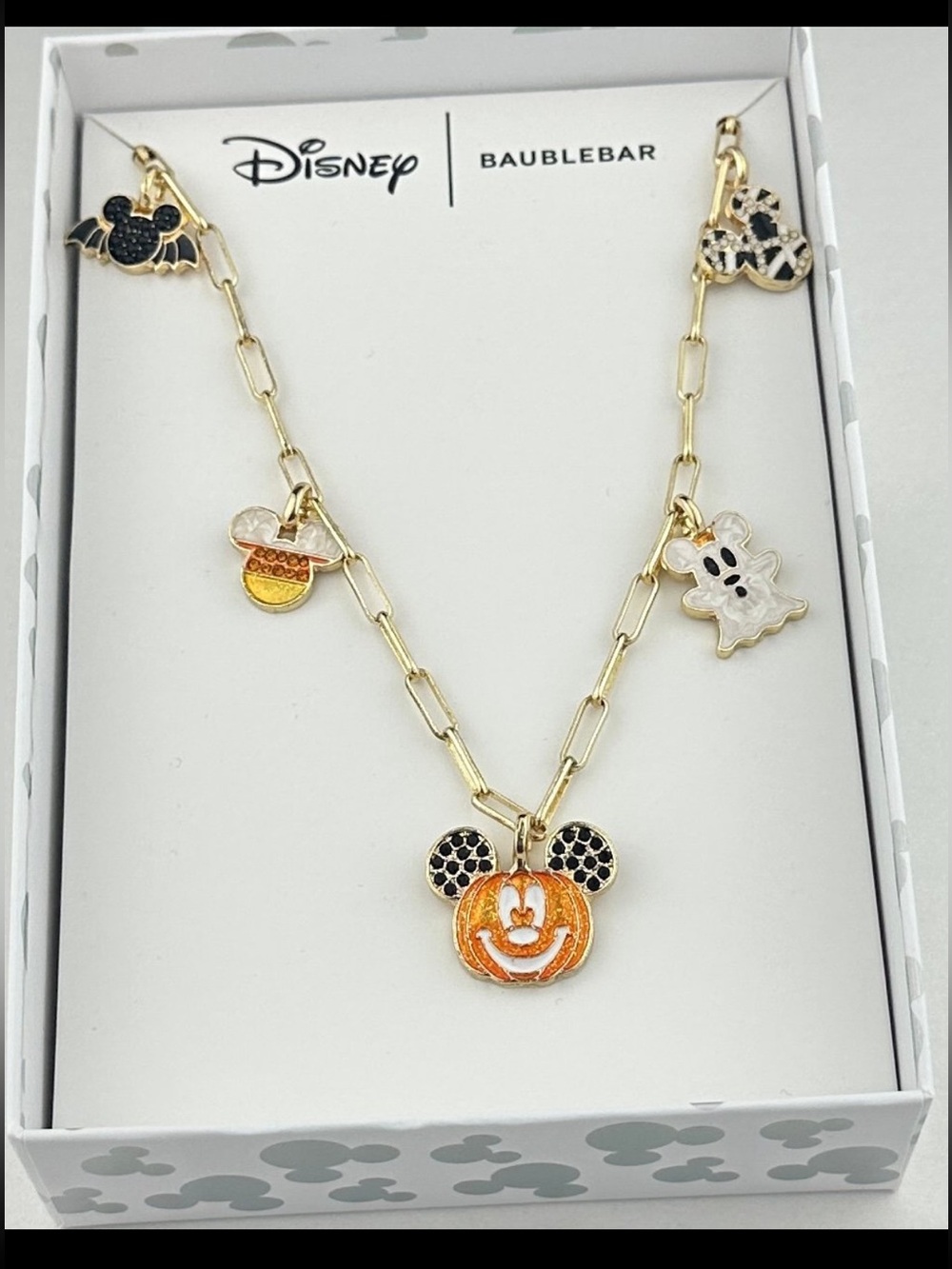 BaubleBar Disney Gold-Tone Halloween Charm Necklace in Orange, Black & White